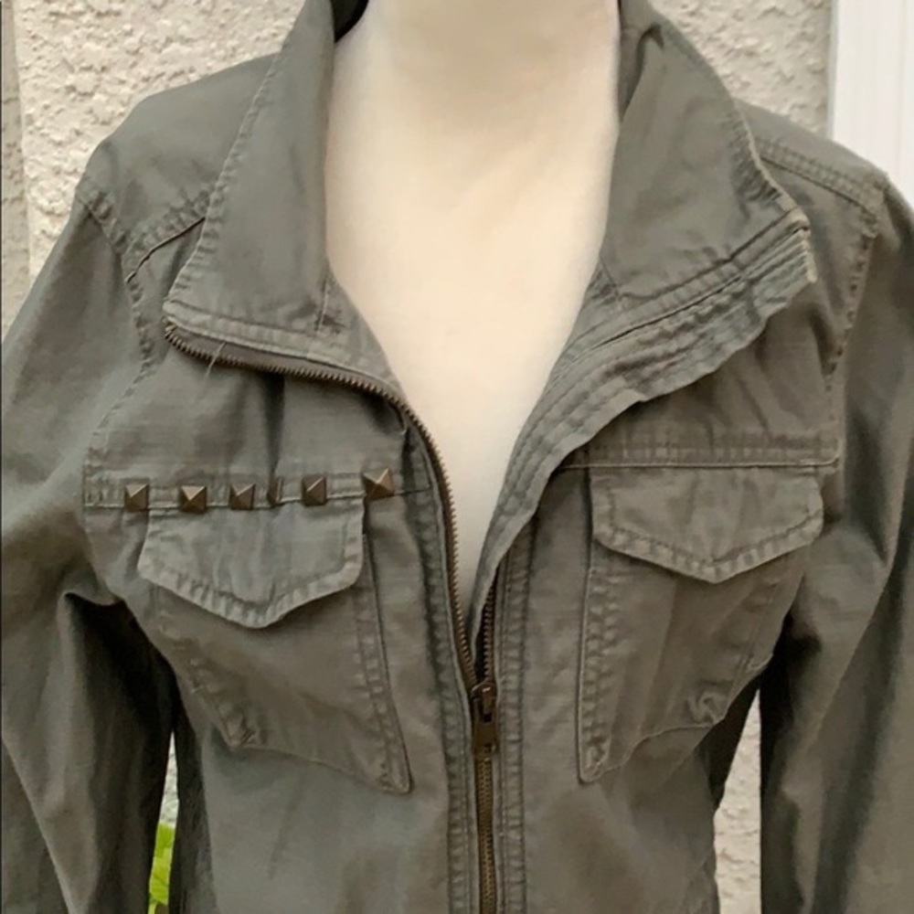 Army Green Jacket w/ Drawstring Waist & Studs - Divided by H&M womens US 8